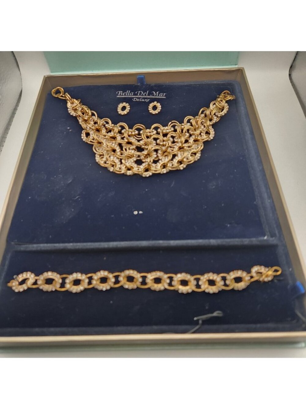 Bella Del Mar deluxe set of necklace earrings and bracelet in original box.